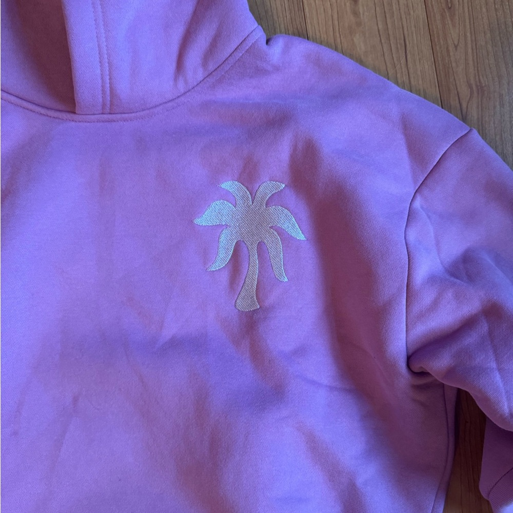 "Everything Comes in Waves" Hoodie in Pink - PINK PALM PUFF - Picture 6 of 7